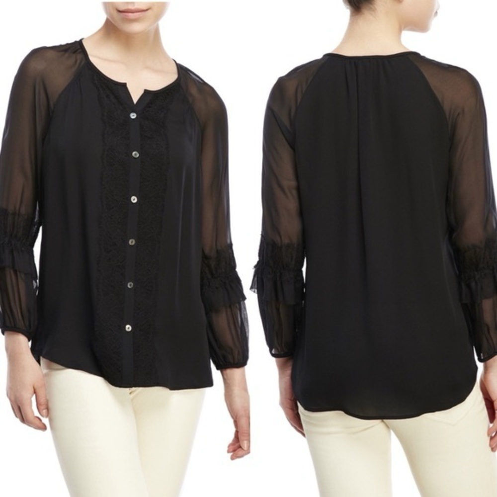 Elegant DVF TAYLOR Black Lace Women's Top